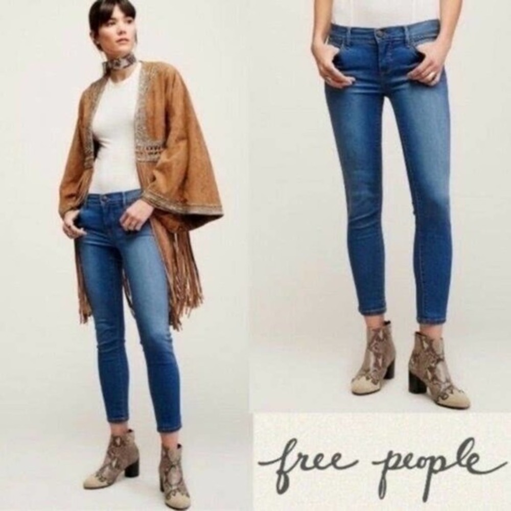 Free people 61855-16515125 Skinny hi-rise denim blue Jeans pockets size 26